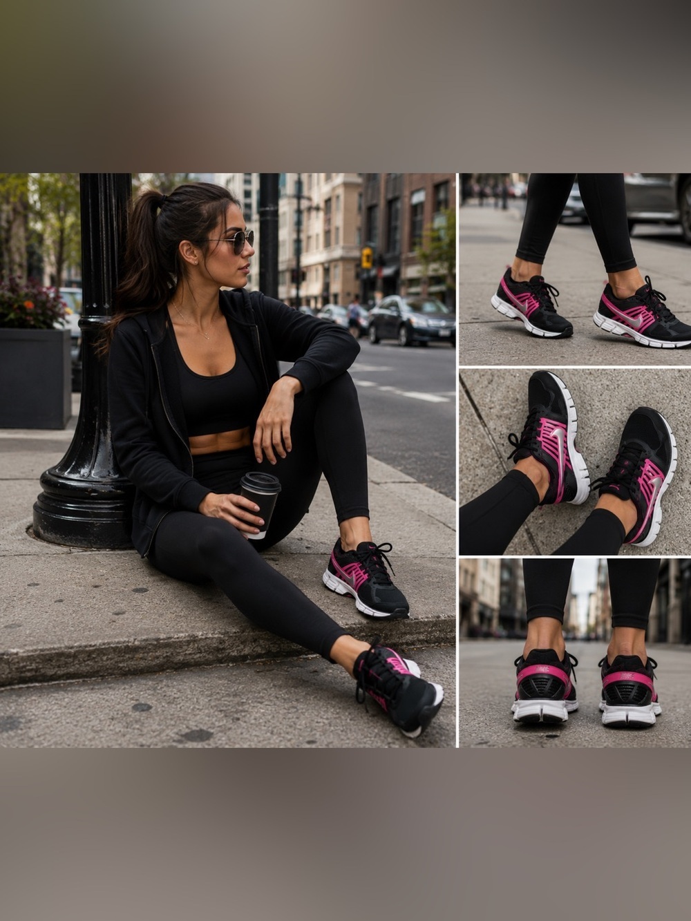 Nike Downshifter 5 Women’s Running Shoes Black Pink White Size 8.5 Athletic
